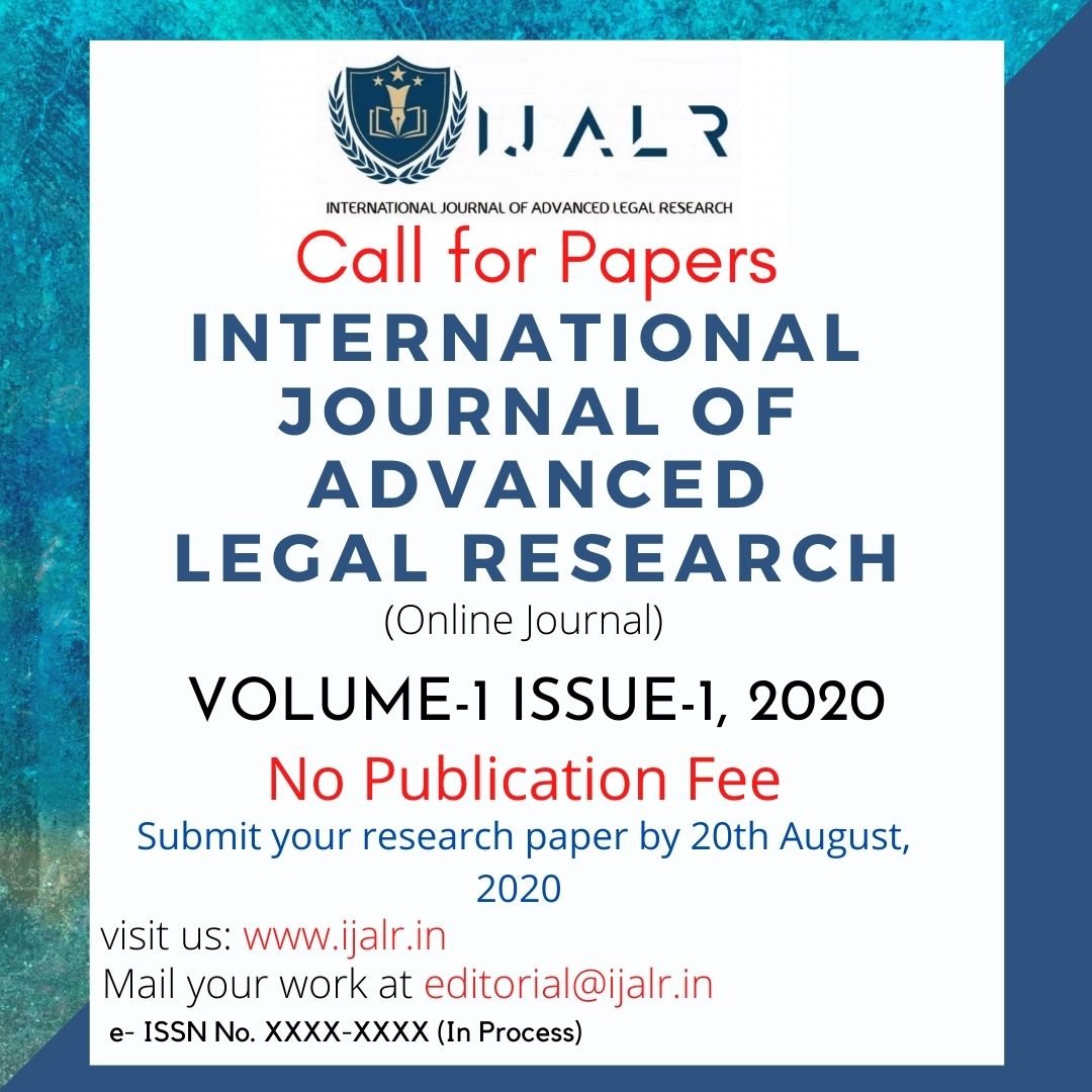 Call for Papers International Journal of Advanced Legal Research