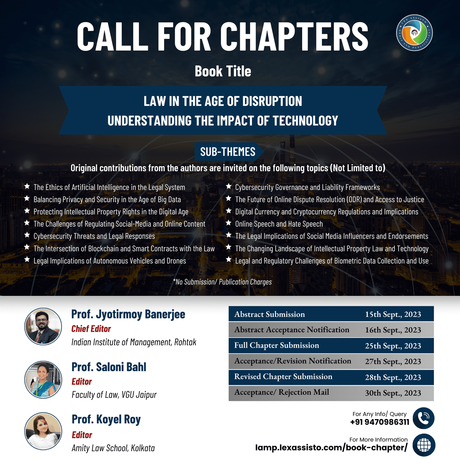 CALL FOR CHAPTERS BOOK ON LAW AND TECHNOLOGY SUBMISSION OPEN